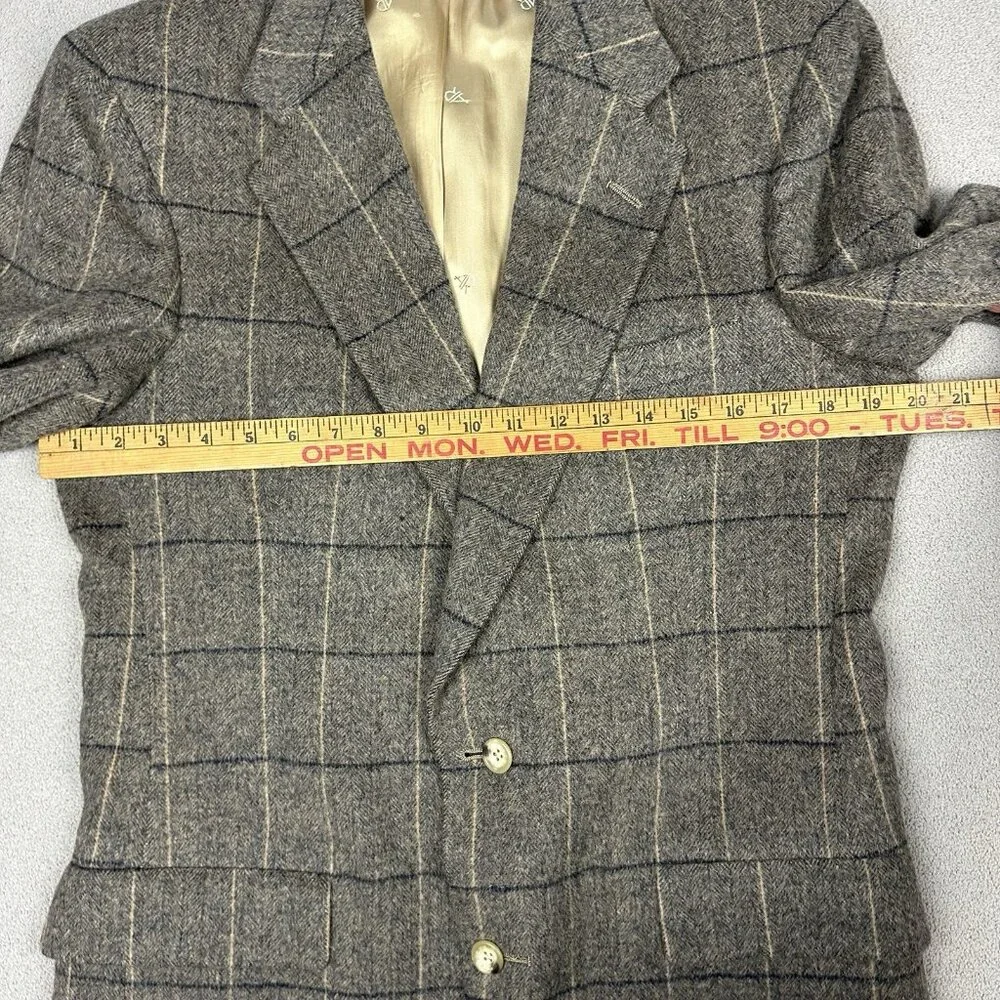 Vintage Austin Reed Of Regent Street Blazer Brown Plaid HBT Sport Coat 4 Button